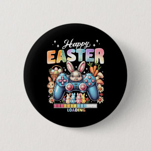 Badge Rond 5 Cm Contrôleur de jeu vidéo de Pâques Lapin de Pâques 