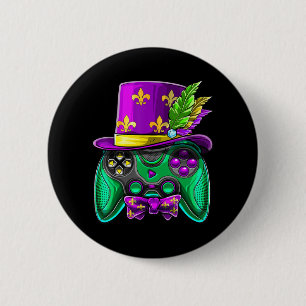 Badge Rond 5 Cm Contrôleur de jeu vidéo Mardi Gras Jester Casquett