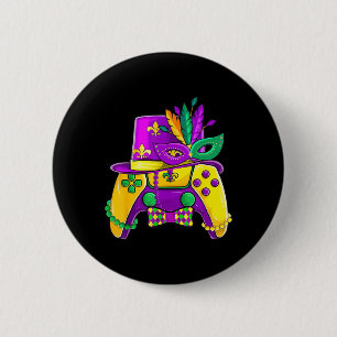 Badge Rond 5 Cm Contrôleur de jeu vidéo Mardi Gras Jester Casquett