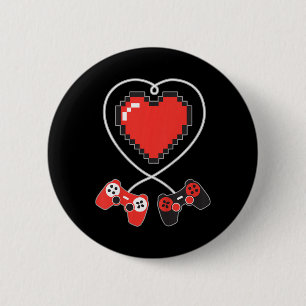 Badge Rond 5 Cm Contrôleur de jeu vidéo pour enfants Coeur Pixel A
