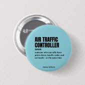 Badge Rond 5 Cm Contrôleur de la circulation aérienne - Définition (Devant & derrière)