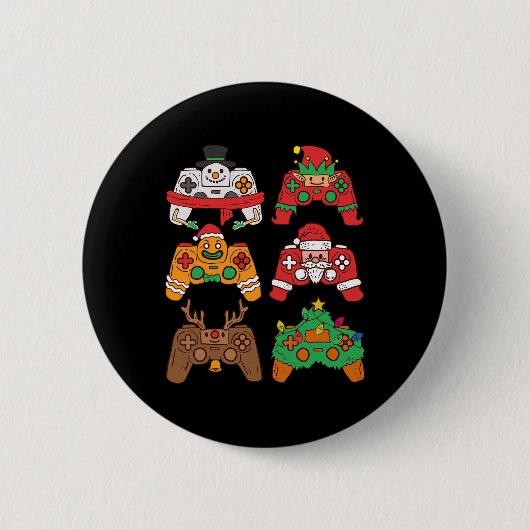 Badge Rond 5 Cm Contrôleurs de jeu de cerfs de Noël Père Noël Garç (Devant)
