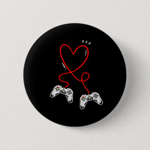 Badge Rond 5 Cm Contrôleurs de la Saint-Valentin Cœur Jeu vidéo Jo