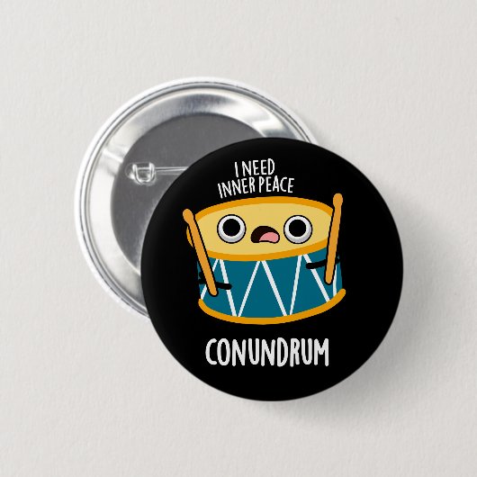 Badge Rond 5 Cm Conundrum Fundy Drummer Drum Pun Dark BG (Devant & derrière)