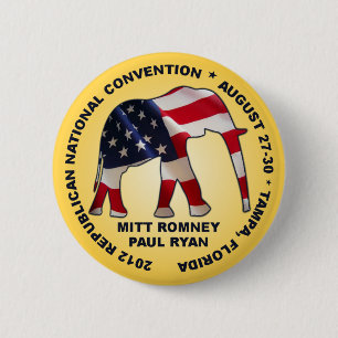 Badge Rond 5 Cm Convention 2012 de GOP de Romney Ryan