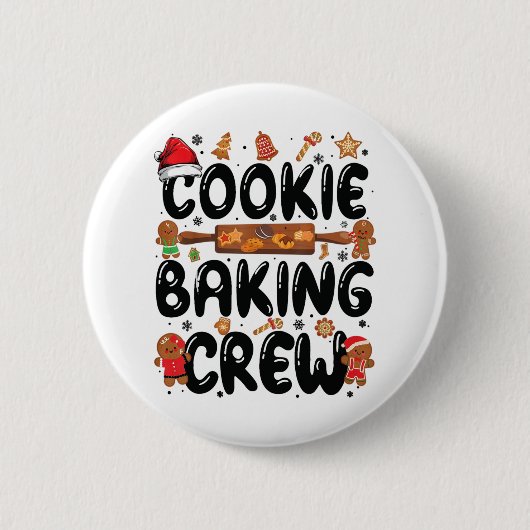 Badge Rond 5 Cm Cookie Baking Crew Famille Noël Gingerbread Te (Devant)