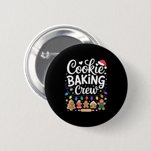 Badge Rond 5 Cm Cookie Baking Crew Holiday Squad Gingerbread Chris (Devant & derrière)