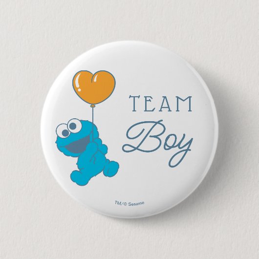 Badge Rond 5 Cm Cookie Monster Baby shower Team Boy (Devant)