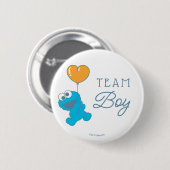 Badge Rond 5 Cm Cookie Monster Baby shower Team Boy (Devant & derrière)