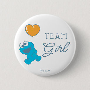 Badge Rond 5 Cm Cookie Monster Baby shower Team Girl