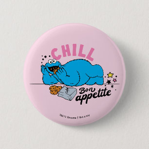 Badge Rond 5 Cm Cookie Monster   Bon appétit Chill