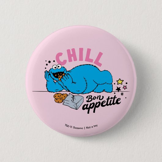 Badge Rond 5 Cm Cookie Monster | Bon appétit Chill (Devant)