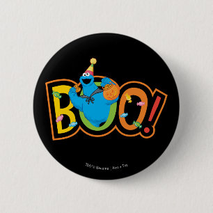 Badge Rond 5 Cm Cookie Monster   Halloween Boo !
