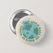Badge Rond 5 Cm Cookie Monster | Les cookies font tourner le monde (Devant & derrière)