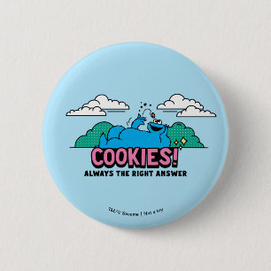 Badge Rond 5 Cm Cookie Monster   Les cookies sont toujours la bonn