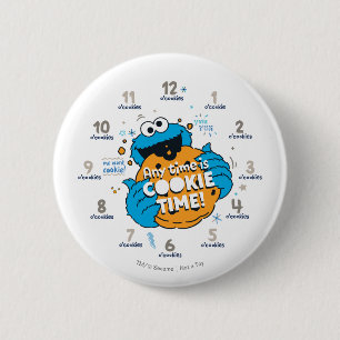 Badge Rond 5 Cm Cookie Monster   N'importe quel moment est le bon 