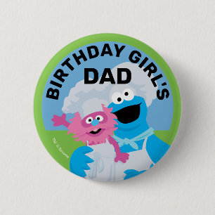 Badge Rond 5 Cm Cookie Monster Nourriture Camion Anniversaire Fill
