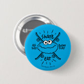 Badge Rond 5 Cm Cookie Monster Skate Logo - Patinage, Manger, 24h/ (Devant & derrière)