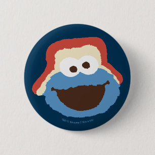 Badge Rond 5 Cm Cookie Monster Visage de la Forêt