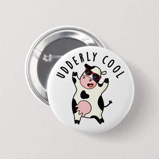 Badge Rond 5 Cm Cool âgé Funny Cow Pun (Devant & derrière)