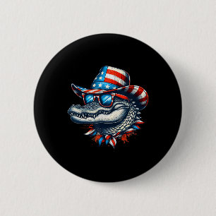 Badge Rond 5 Cm Cool Alligator 4 juillet Fête de l'Indépendance Us
