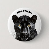 Badge Rond 5 Cm Cool animal panthère noir Nom personnalisé (Devant)