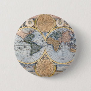 Badge Rond 5 Cm Cool antique de carte du monde