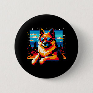 Badge Rond 5 Cm Cool berger allemand chien Pixel style d'art Noël