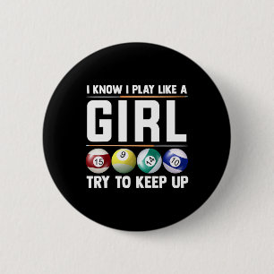 Badge Rond 5 Cm Cool Billard Art Pour Femmes Joueuse De Billard 8