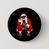 Badge Rond 5 Cm Cool Black Man Santa Claus Christmas African Ameri (Devant)