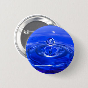 Badge Rond 5 Cm Cool Bleu gouttelette d'eau