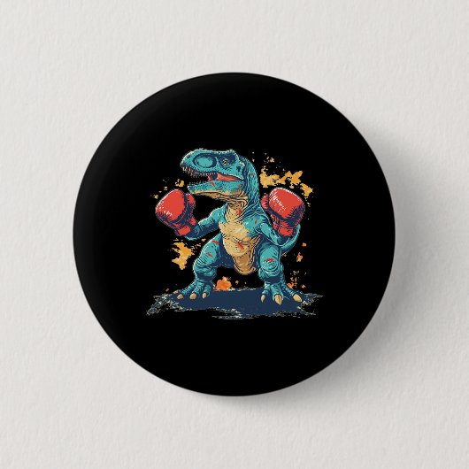 Badge Rond 5 Cm Cool Boxing Gloves With Dinosaur  (Devant)