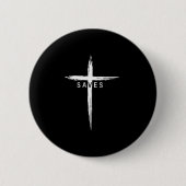 Badge Rond 5 Cm Cool Christian Cross Jesus Saves Men Women Graphic (Devant)