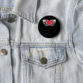 Badge Rond 5 Cm Cool Classic Funny Skeleton Mains Coeur - Valentin (En situation)