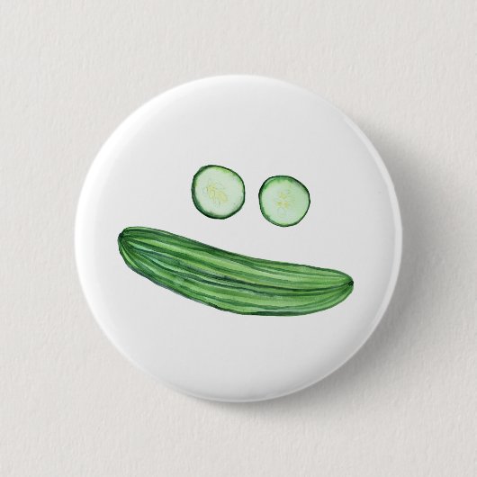 Badge Rond 5 Cm Cool comme Concombre Funny Aquarelle blanche (Devant)