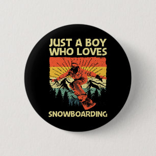 Badge Rond 5 Cm Cool Conception Snowboard Pour Garçons Enfants Sno