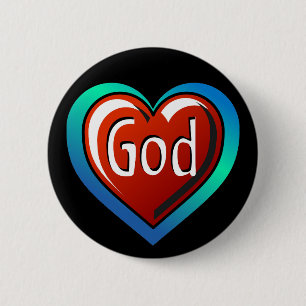 Badge Rond 5 Cm Cool DIEU Coeur