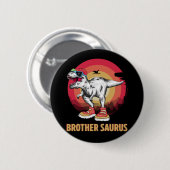 Badge Rond 5 Cm Cool Dinosaur Frère Trex Dino Ventilateur Reptile (Devant & derrière)