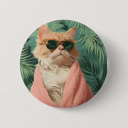 Badge Rond 5 Cm Cool Ginger Chat Vibes bouton épingle (Devant)
