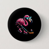 Badge Rond 5 Cm Cool Ice Hockey Flamingo Shades Style (Devant)