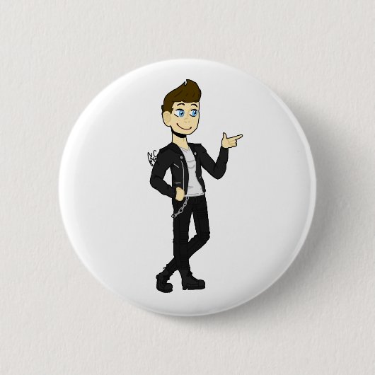 Badge Rond 5 Cm cool "Jake" dans une veste en cuir (Devant)