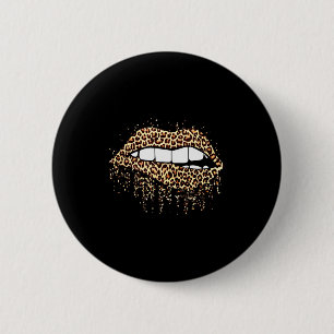 Badge Rond 5 Cm Cool Lips Bite Kiss Me Impression Léopard Guépard-