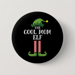 Badge Rond 5 Cm Cool Maman Elf Correspondant Famille Groupe Noël