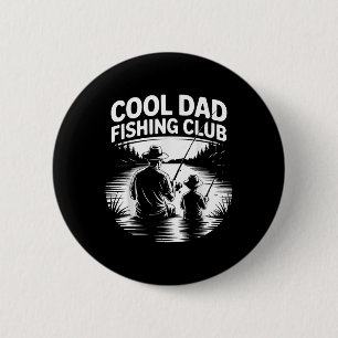 Badge Rond 5 Cm Cool Papa Club de pêche Fête du Père Lac Vie Tee