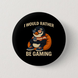 Badge Rond 5 Cm Cool patriotique Funny American Penguin Gamer Vidé