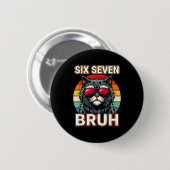 Badge Rond 5 Cm Cool Retro Six Seven Bruh Cat Sungles Meme 67  (Devant & derrière)