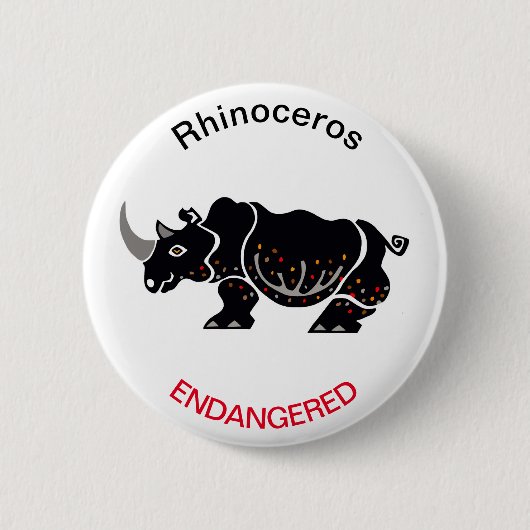 Badge Rond 5 Cm Cool RHINOCEROS - Graphique animal en danger - (Devant)
