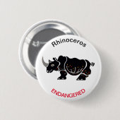 Badge Rond 5 Cm Cool RHINOCEROS - Graphique animal en danger - (Devant & derrière)