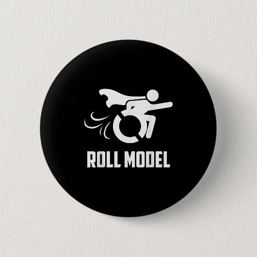 Badge Rond 5 Cm Cool Roll Model _ Funny Handicapped Person Wheelch (Devant)