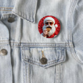 Badge Rond 5 Cm Cool Santa Claus (En situation)